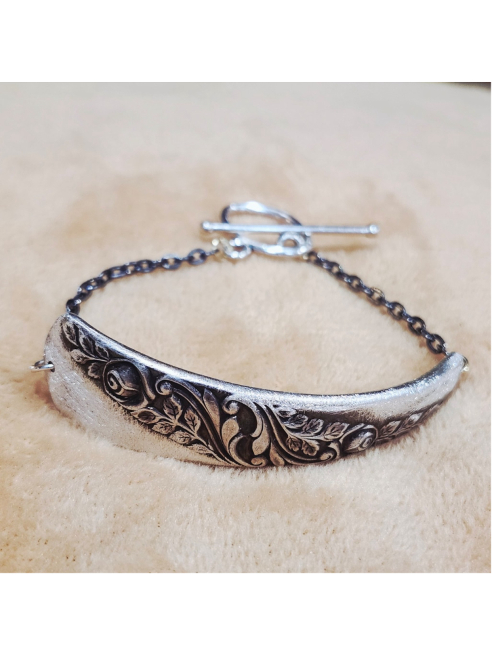 Two toned Handmade silver Plated silverware Bracelet